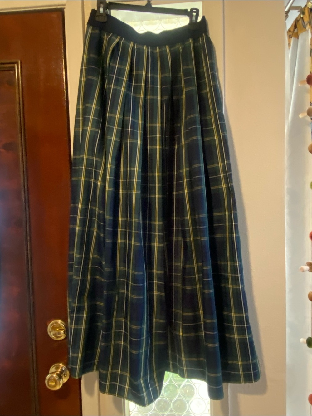 Joan Rivers Dark Green and Yellow Plaid Maxi Skirt